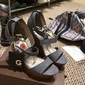 G by Guess Women's Gray Wedge Sandals